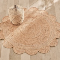 Ковер Круглый из джута с фестоном 160 Hempy диаметр 160 см бежевый AM.PM  фото, kupilegko.ru